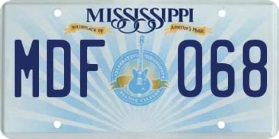 MS license plate MDF068