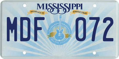 MS license plate MDF072