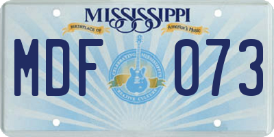 MS license plate MDF073