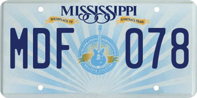 MS license plate MDF078