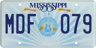 MS license plate MDF079