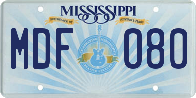 MS license plate MDF080
