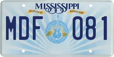 MS license plate MDF081