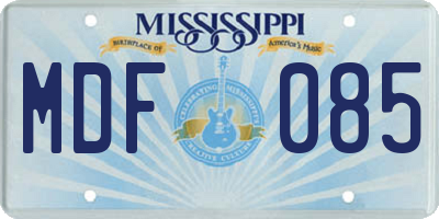 MS license plate MDF085