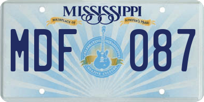 MS license plate MDF087