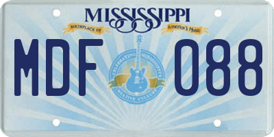 MS license plate MDF088
