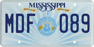 MS license plate MDF089