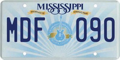 MS license plate MDF090