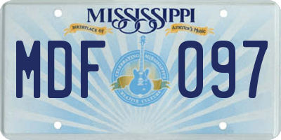 MS license plate MDF097