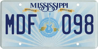 MS license plate MDF098