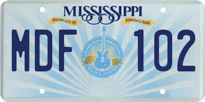 MS license plate MDF102