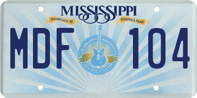 MS license plate MDF104