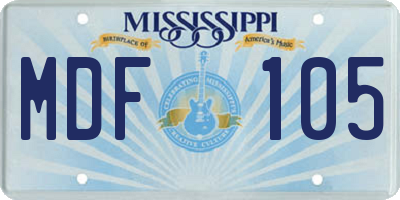 MS license plate MDF105