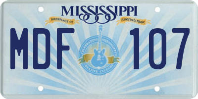 MS license plate MDF107