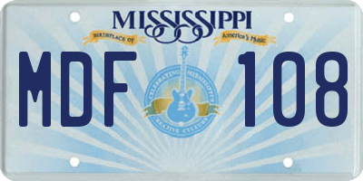 MS license plate MDF108