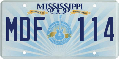 MS license plate MDF114