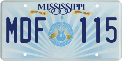 MS license plate MDF115