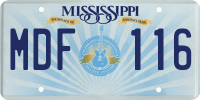 MS license plate MDF116