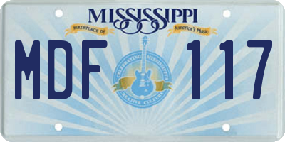 MS license plate MDF117