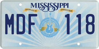 MS license plate MDF118