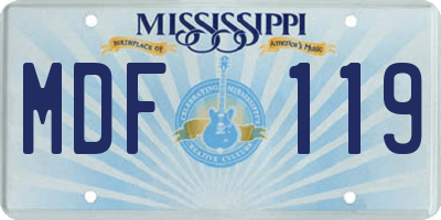 MS license plate MDF119