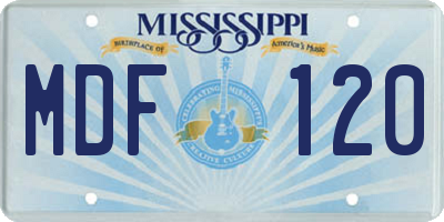 MS license plate MDF120