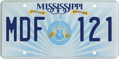 MS license plate MDF121