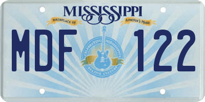 MS license plate MDF122