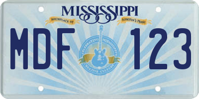 MS license plate MDF123