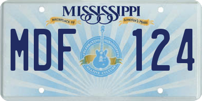 MS license plate MDF124