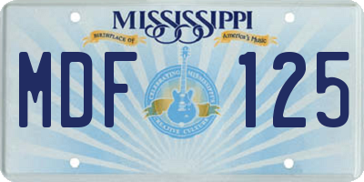 MS license plate MDF125