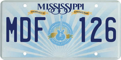 MS license plate MDF126
