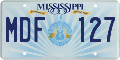 MS license plate MDF127