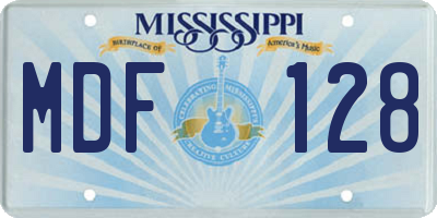 MS license plate MDF128