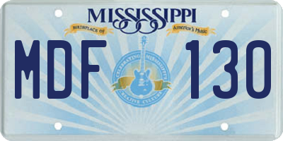 MS license plate MDF130