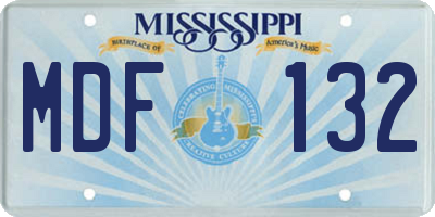 MS license plate MDF132