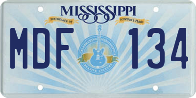 MS license plate MDF134