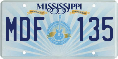 MS license plate MDF135