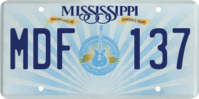 MS license plate MDF137