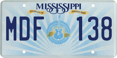 MS license plate MDF138