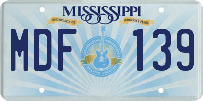 MS license plate MDF139