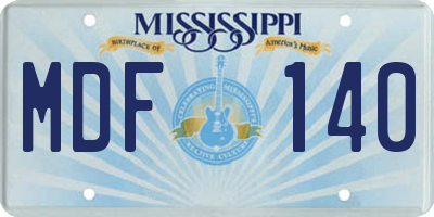 MS license plate MDF140