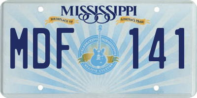 MS license plate MDF141