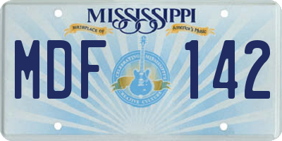 MS license plate MDF142