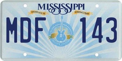 MS license plate MDF143