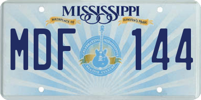 MS license plate MDF144