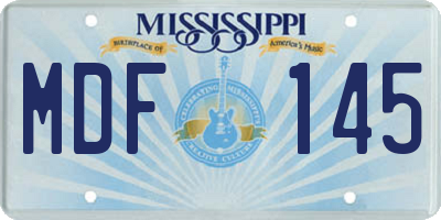 MS license plate MDF145
