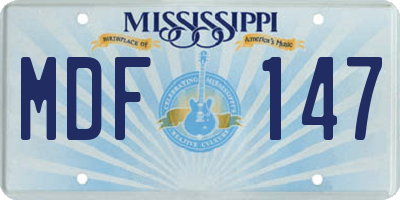 MS license plate MDF147