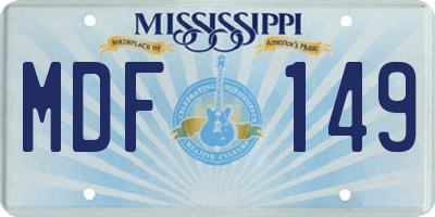 MS license plate MDF149