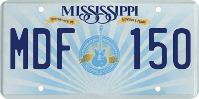 MS license plate MDF150